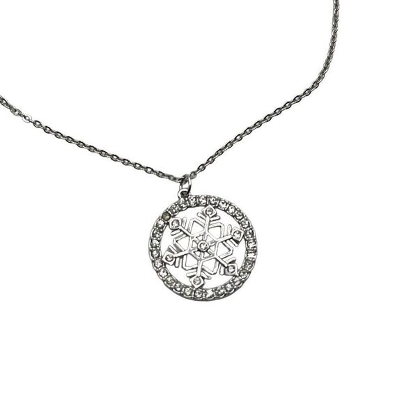 SWAROVSKI CRYSTAL Snowflake Sterling Silver Necklace 18” - Picture 1 of 7